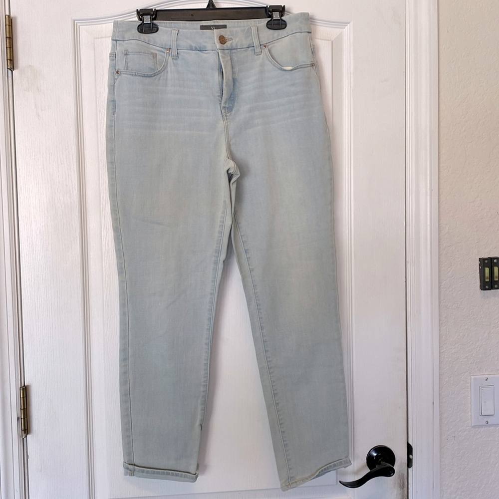 So Slimming Crop Stretch Ankle Jeans Light Wash Denim Tapered Leg Pants